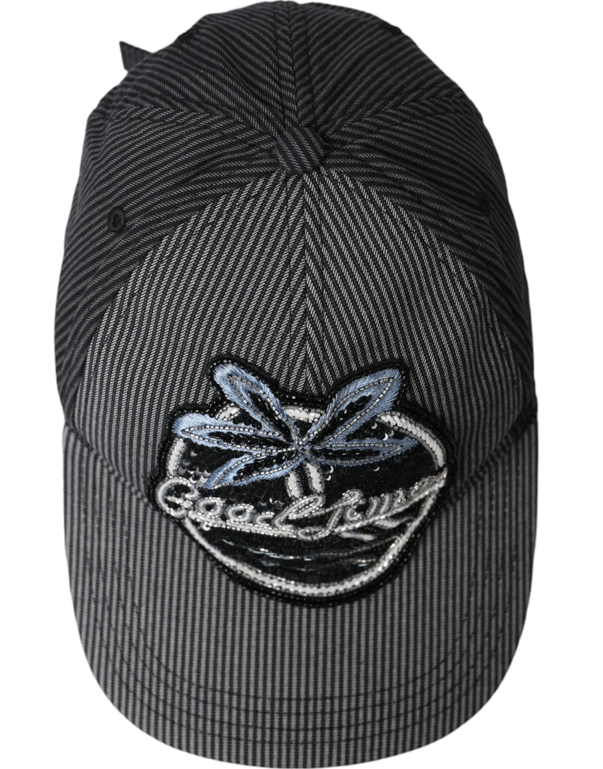 Black cotton embellished baseball cap men