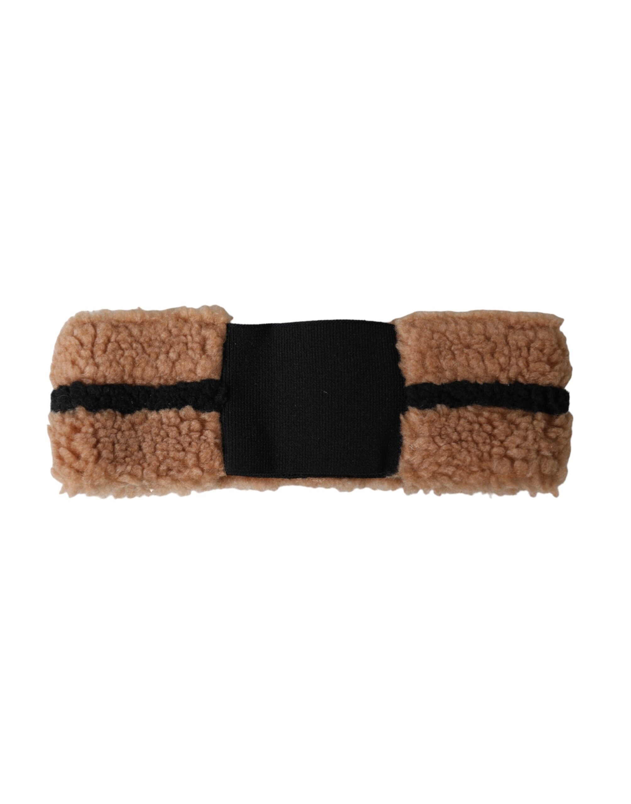 Brown Black Fleece Wool Headband Hat Men