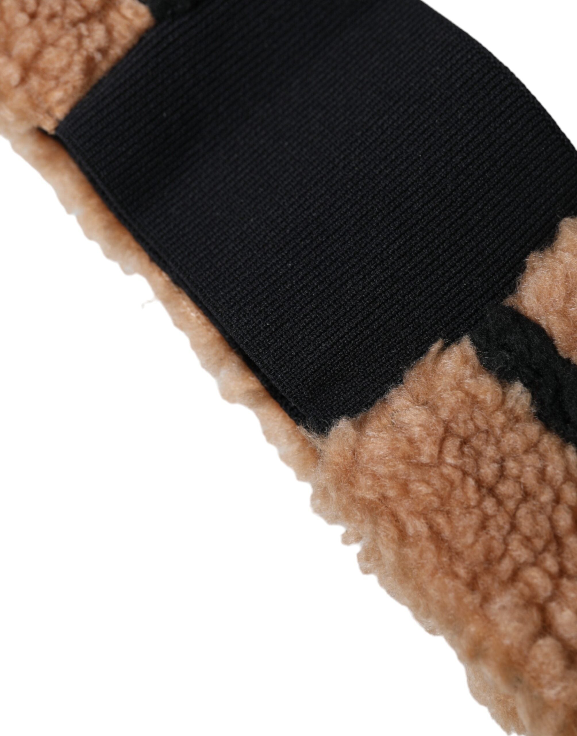 Brown Black Fleece Wool Headband Hat Men