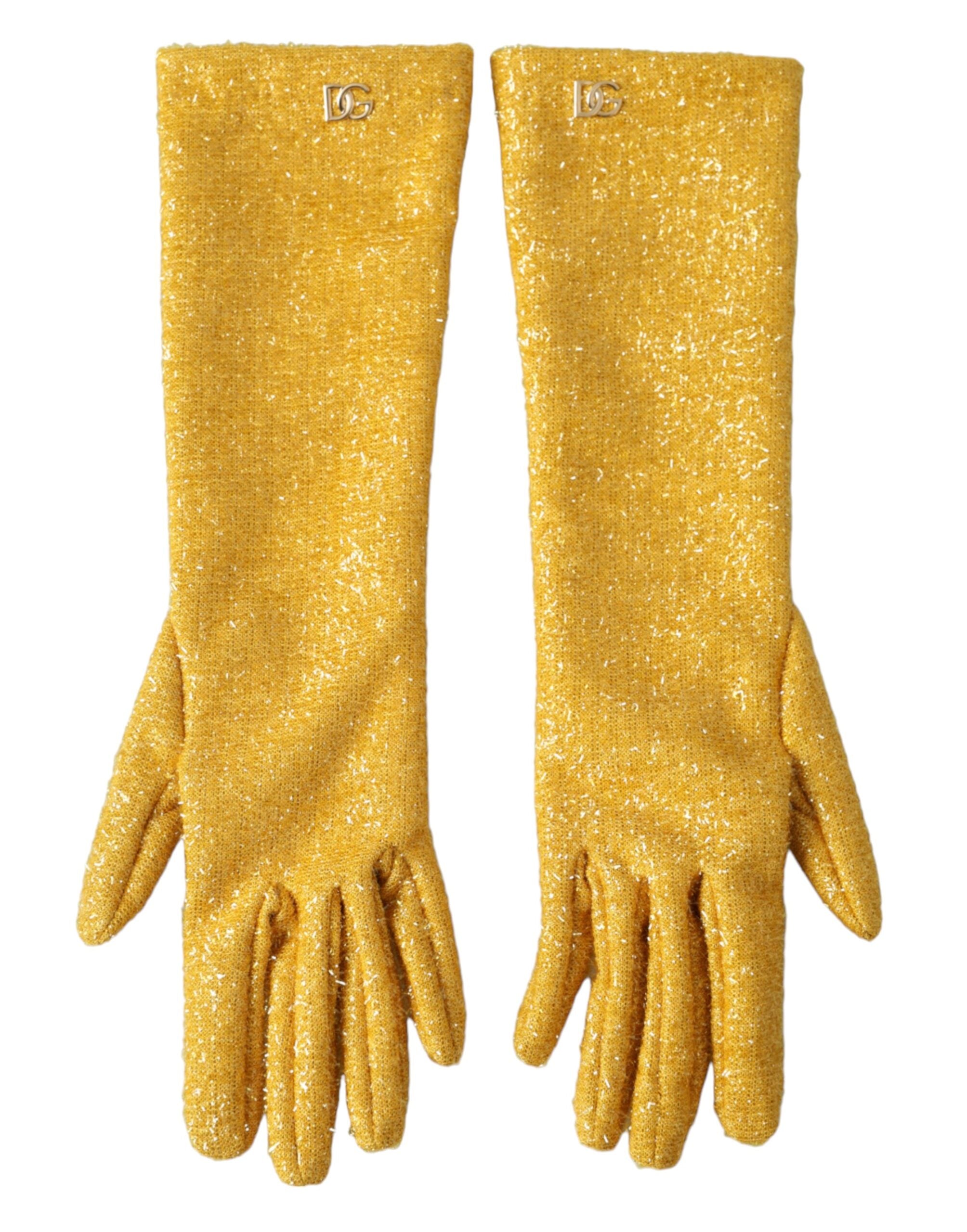Gold Lurex Fantasia Mid-Sleeve Gloves