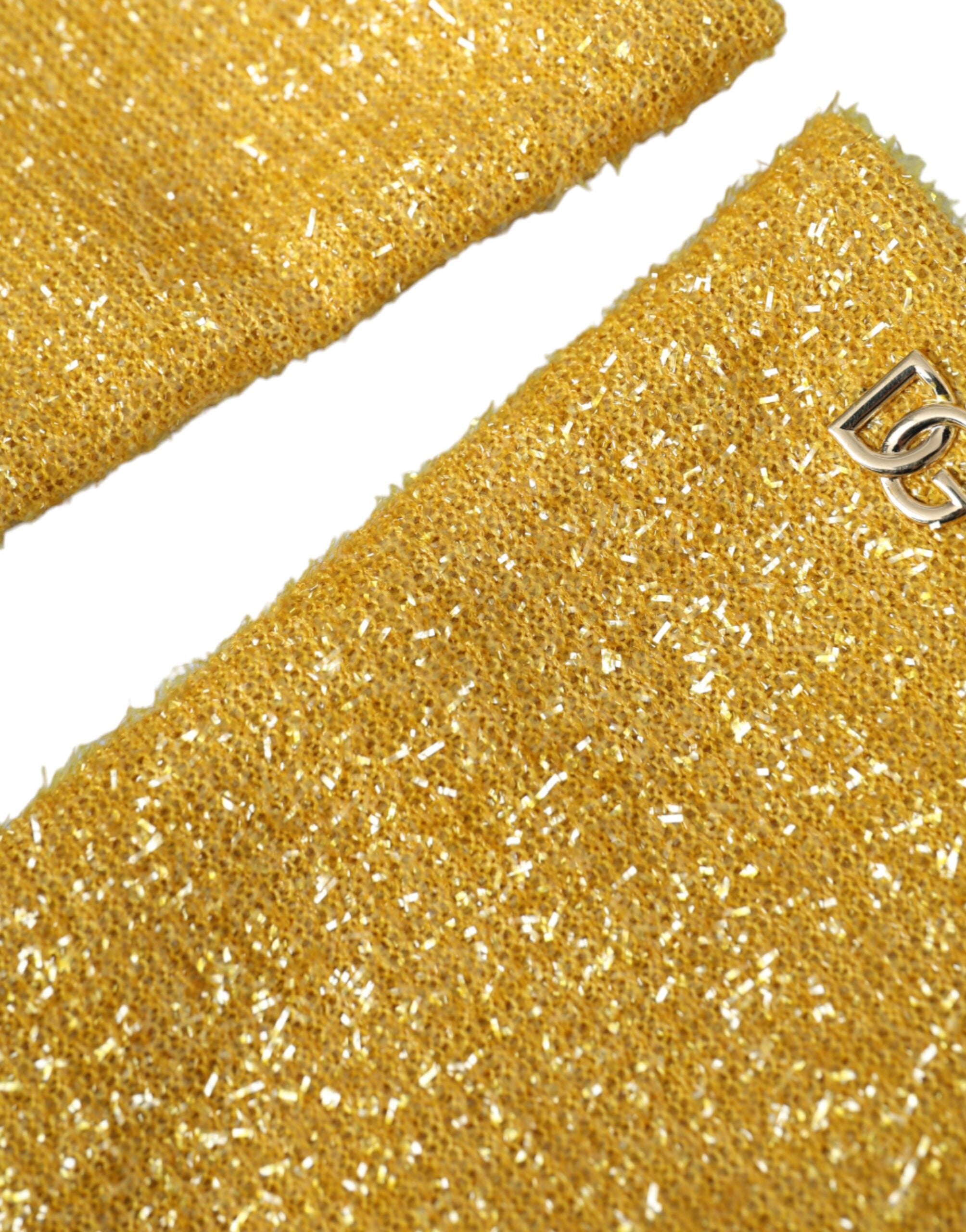 Gold Lurex Fantasia Mid-Sleeve Gloves