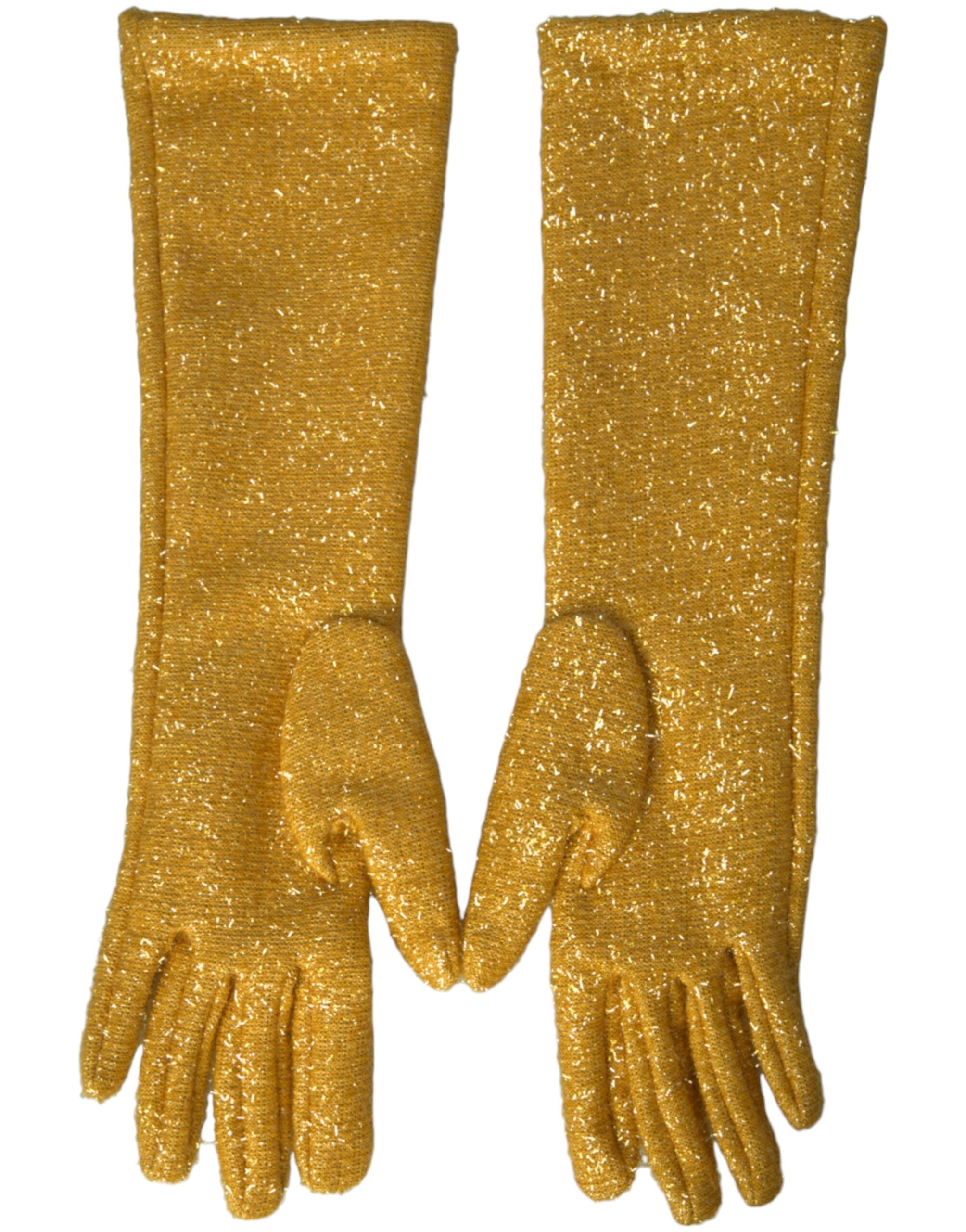 Gold Lurex Fantasia Mid-Sleeve Gloves
