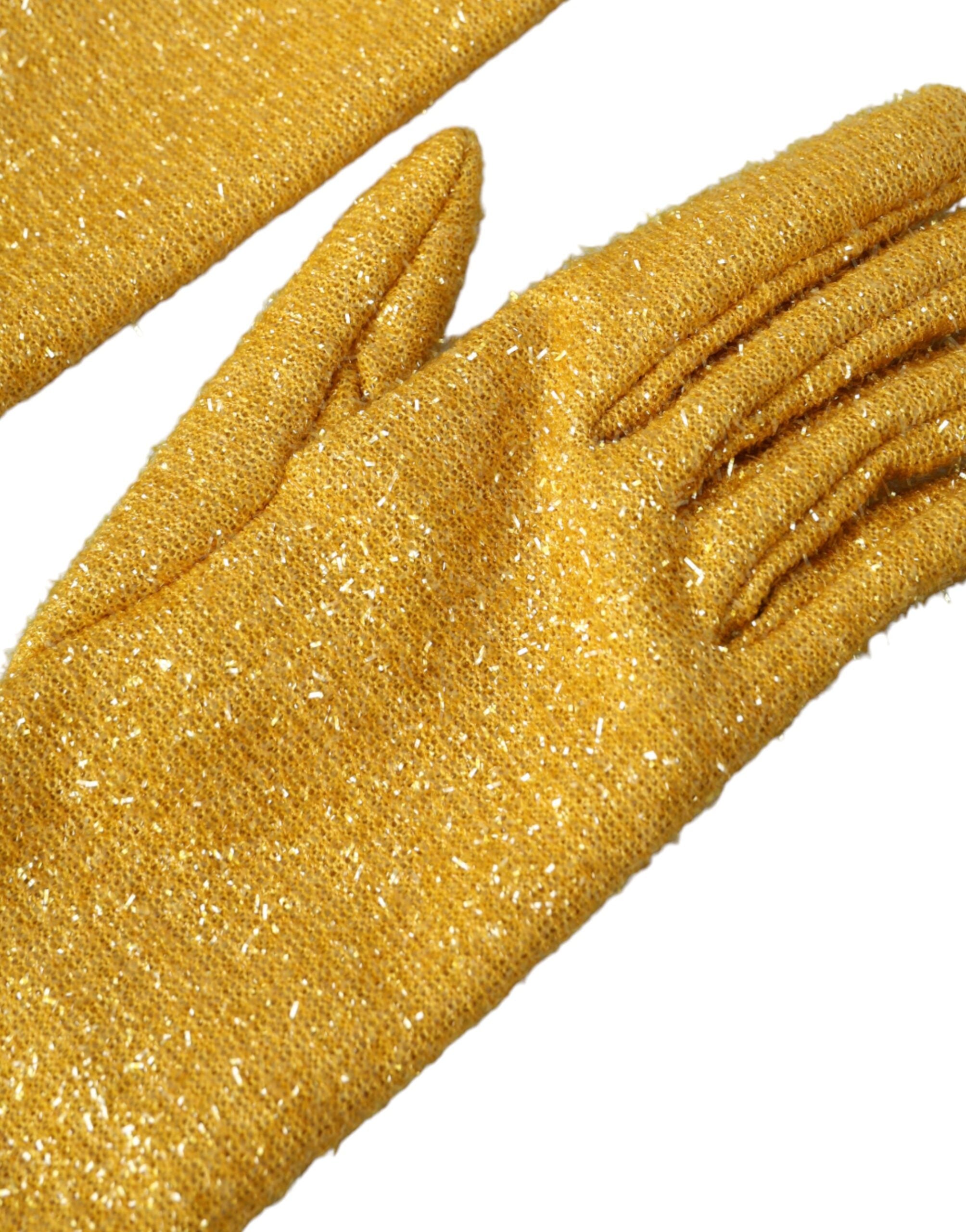 Gold Lurex Fantasia Mid-Sleeve Gloves