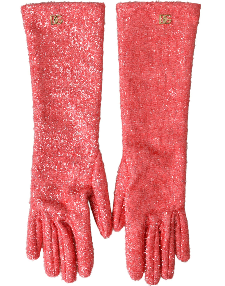 Pink Lurex Fantasia Gloves Medium Sleeve Length