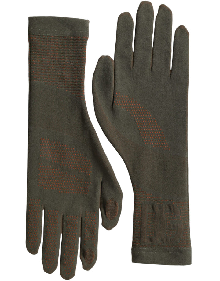 Braune Handschuhe aus Baumwollstretch in Handgelenklänge
