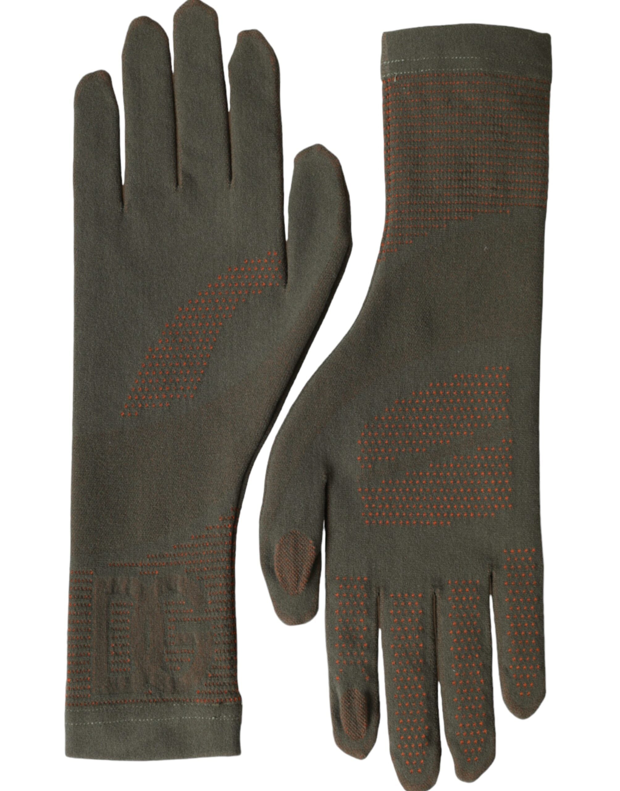 Brown cotton stretch wrist-length gloves