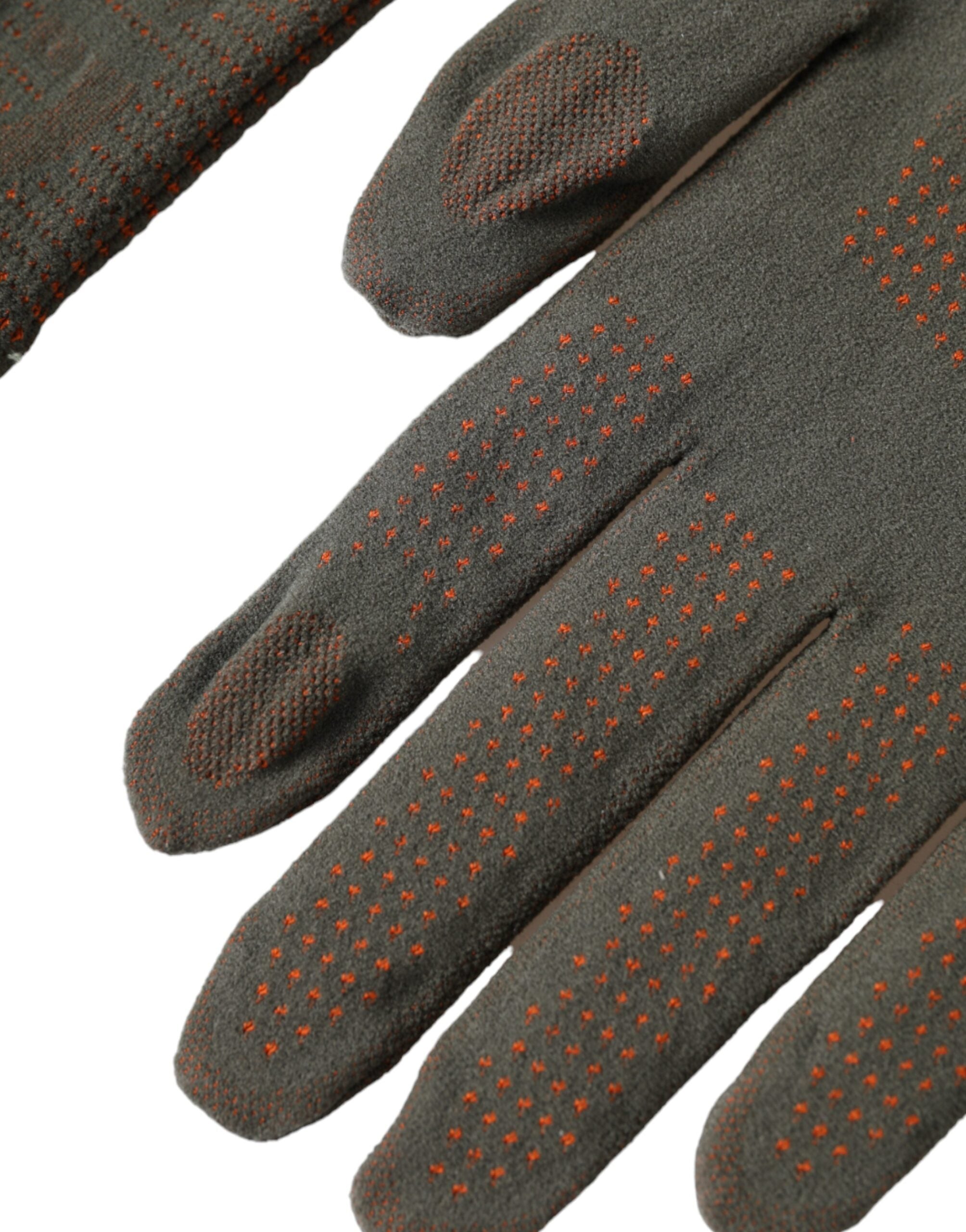 Brown cotton stretch wrist-length gloves
