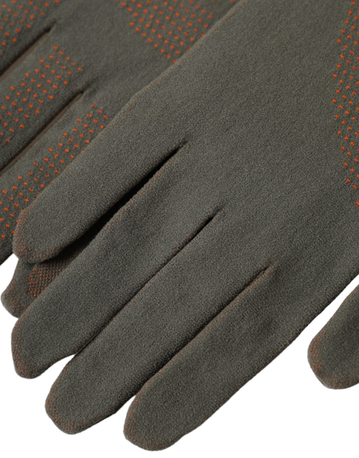 Braune Handschuhe aus Baumwollstretch in Handgelenklänge