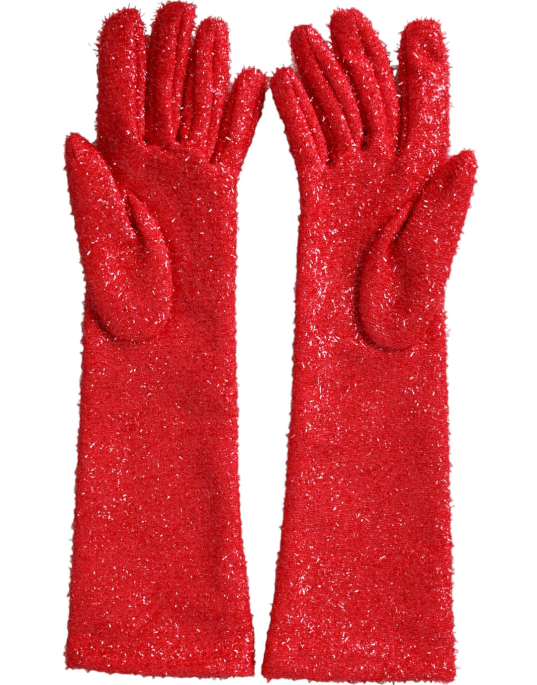 Red Lurex Fantasia gloves medium sleeve length