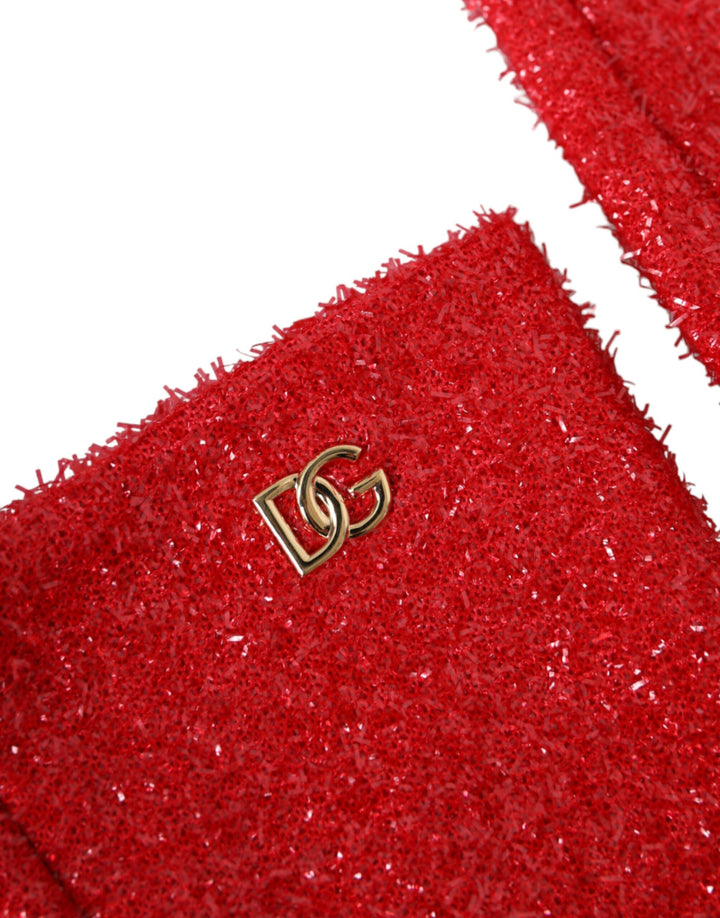 Red Lurex Fantasia gloves medium sleeve length