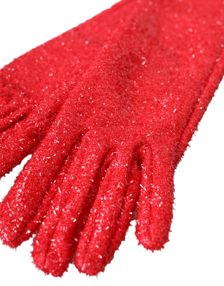 Red Lurex Fantasia gloves medium sleeve length