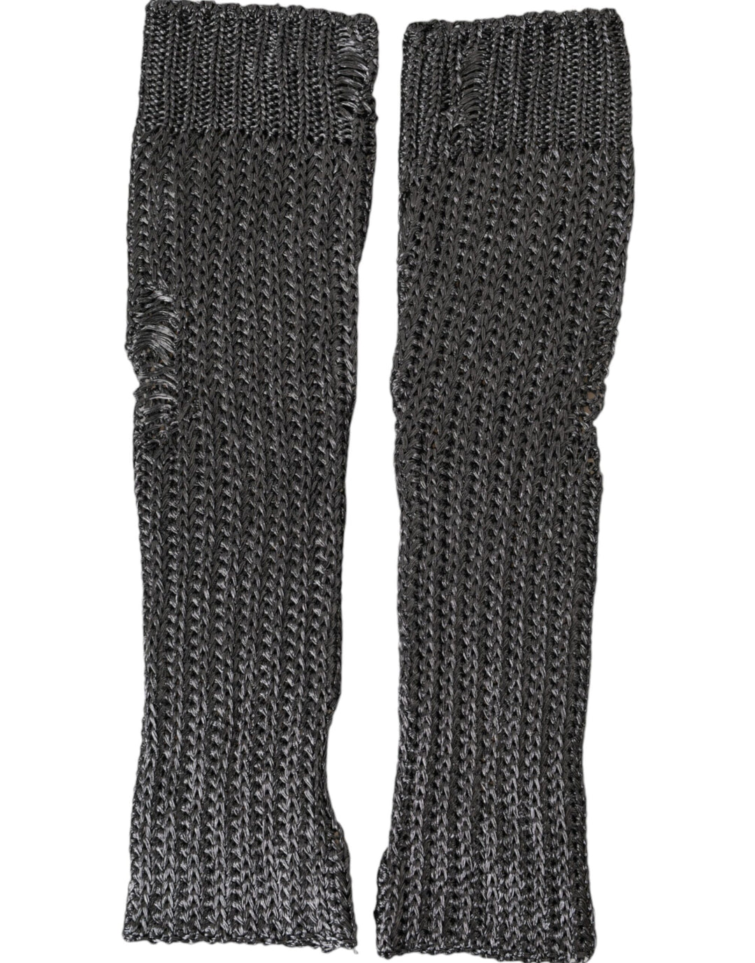 Grey viscose knitted fingerless gloves