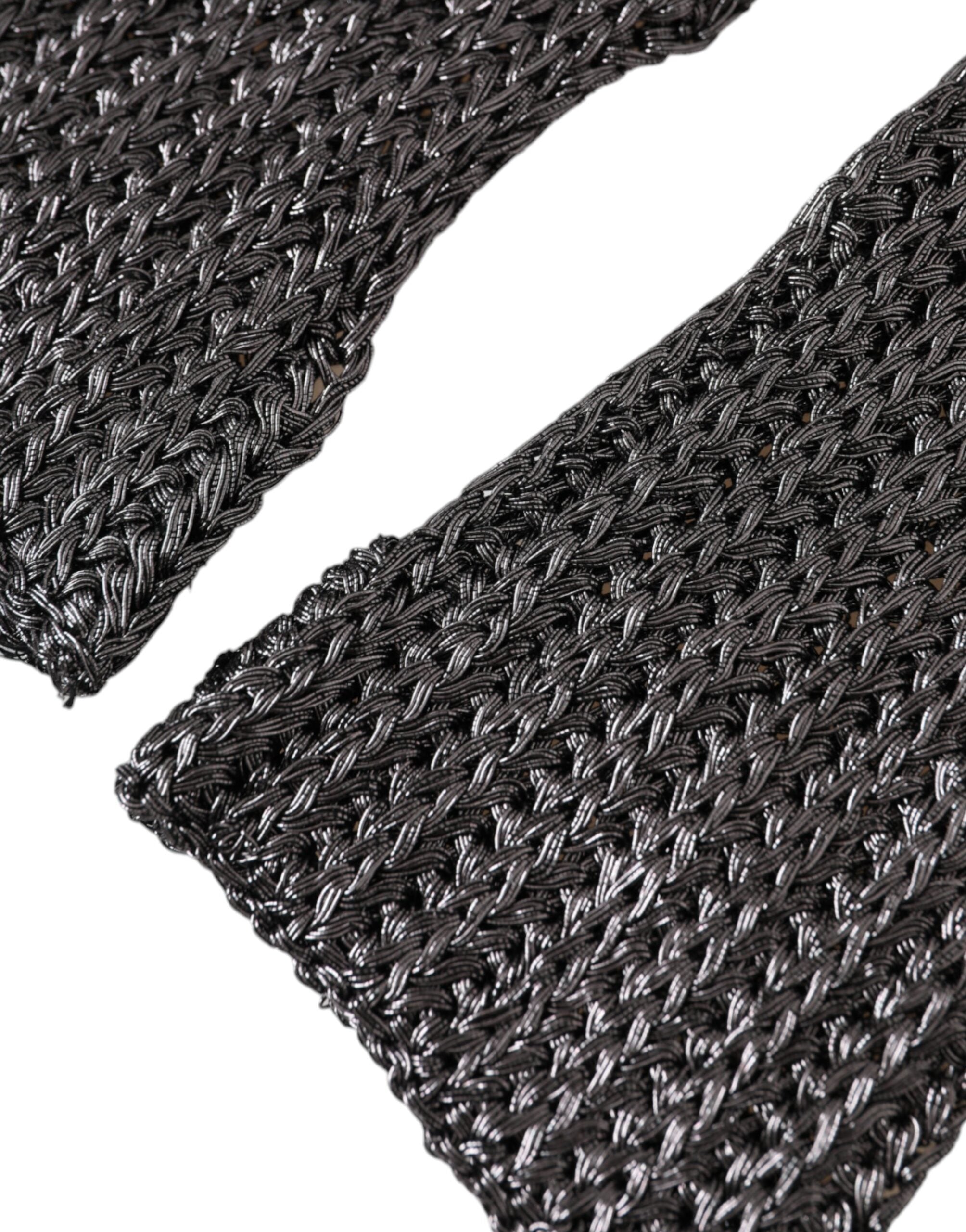 Grey viscose knitted fingerless gloves