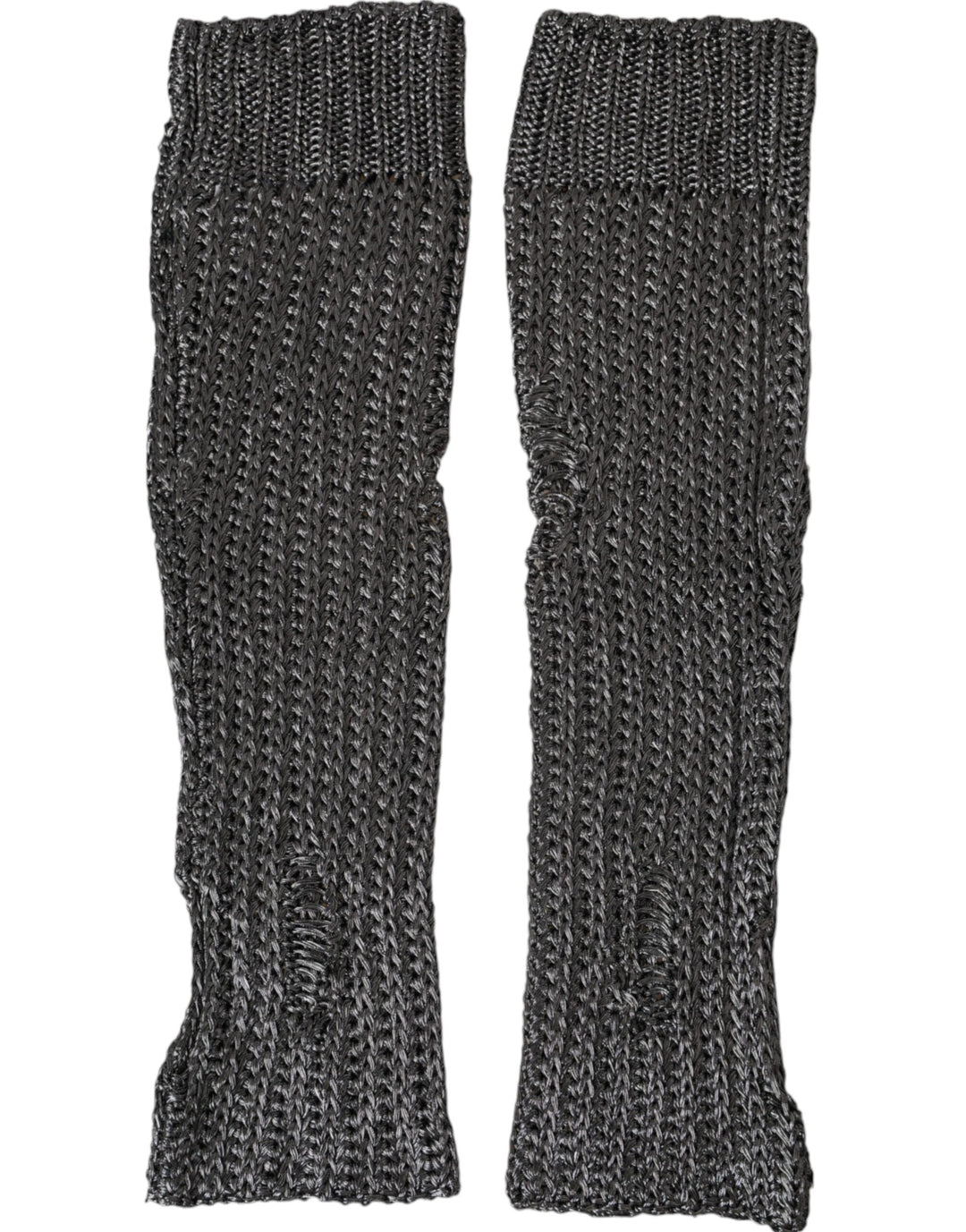 Grey viscose knitted fingerless gloves