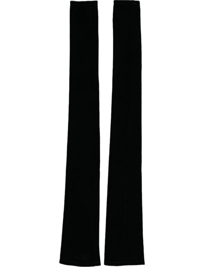 Black nylon fingerless elbow gloves