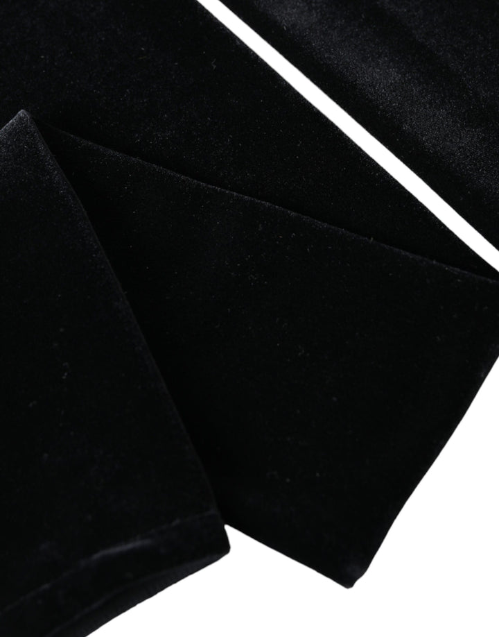 Black nylon fingerless elbow gloves