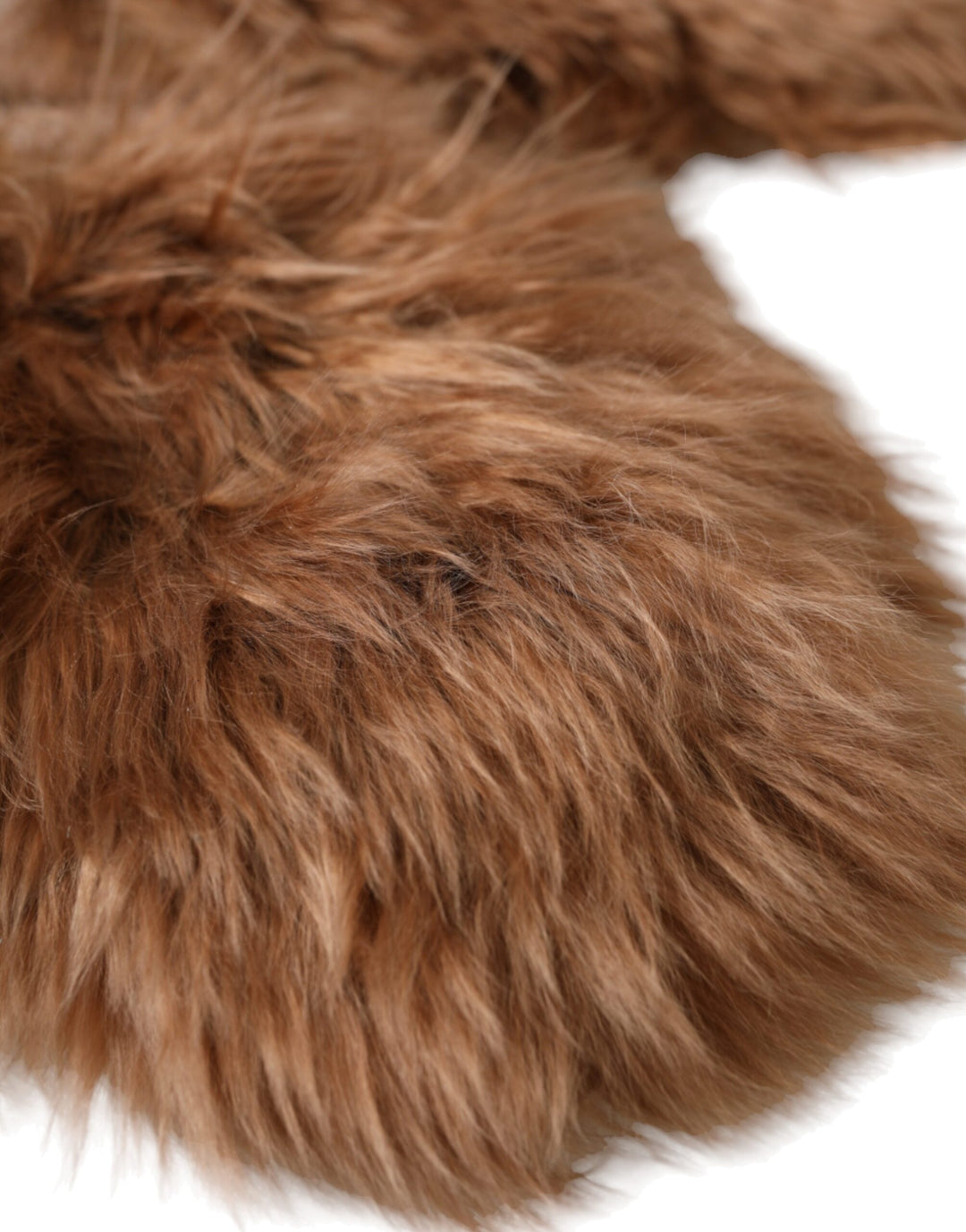 Brown cashmere knitted fur mid-sleeve mittens