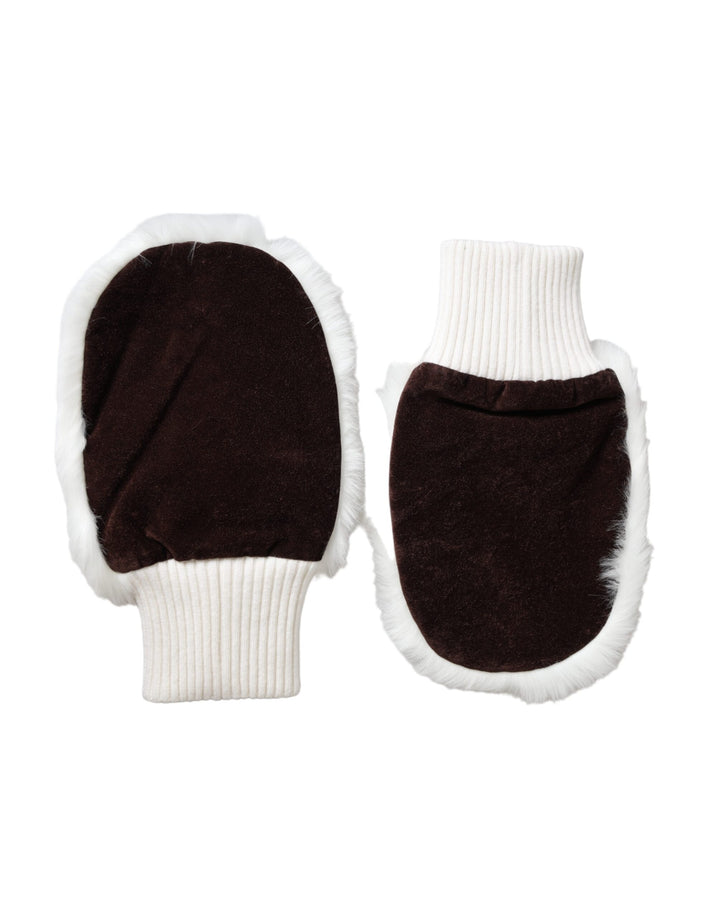 Weiße Acryl gestrickt Pelz Handgelenk Fäustlinge Handschuhe