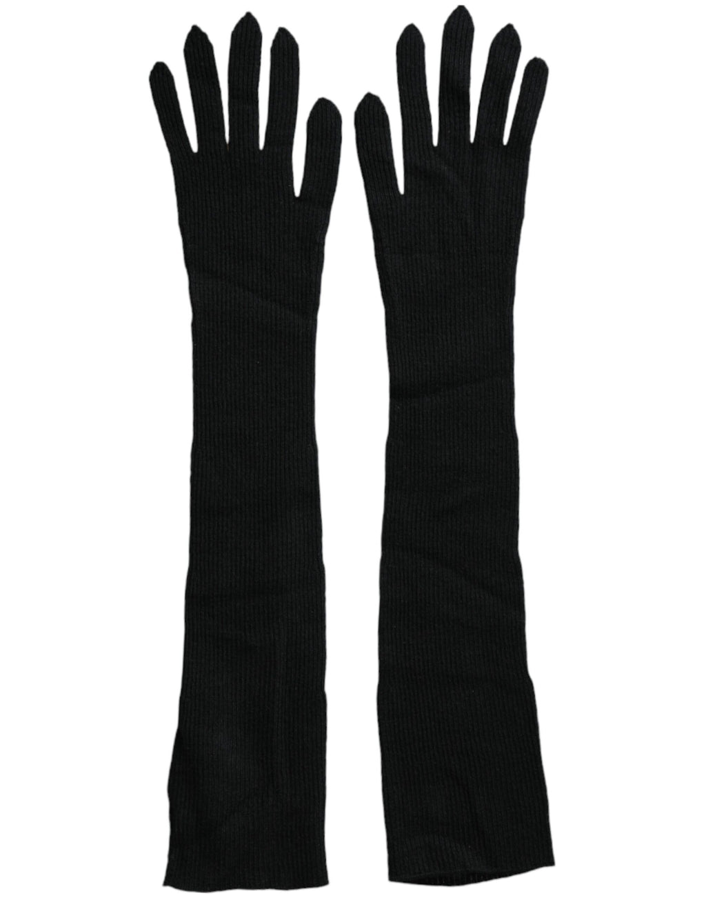 Black cashmere gloves, knitted in elbow length