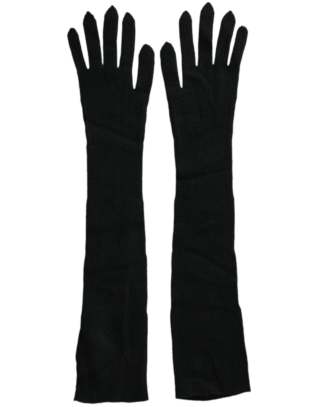 Black cashmere gloves, knitted in elbow length