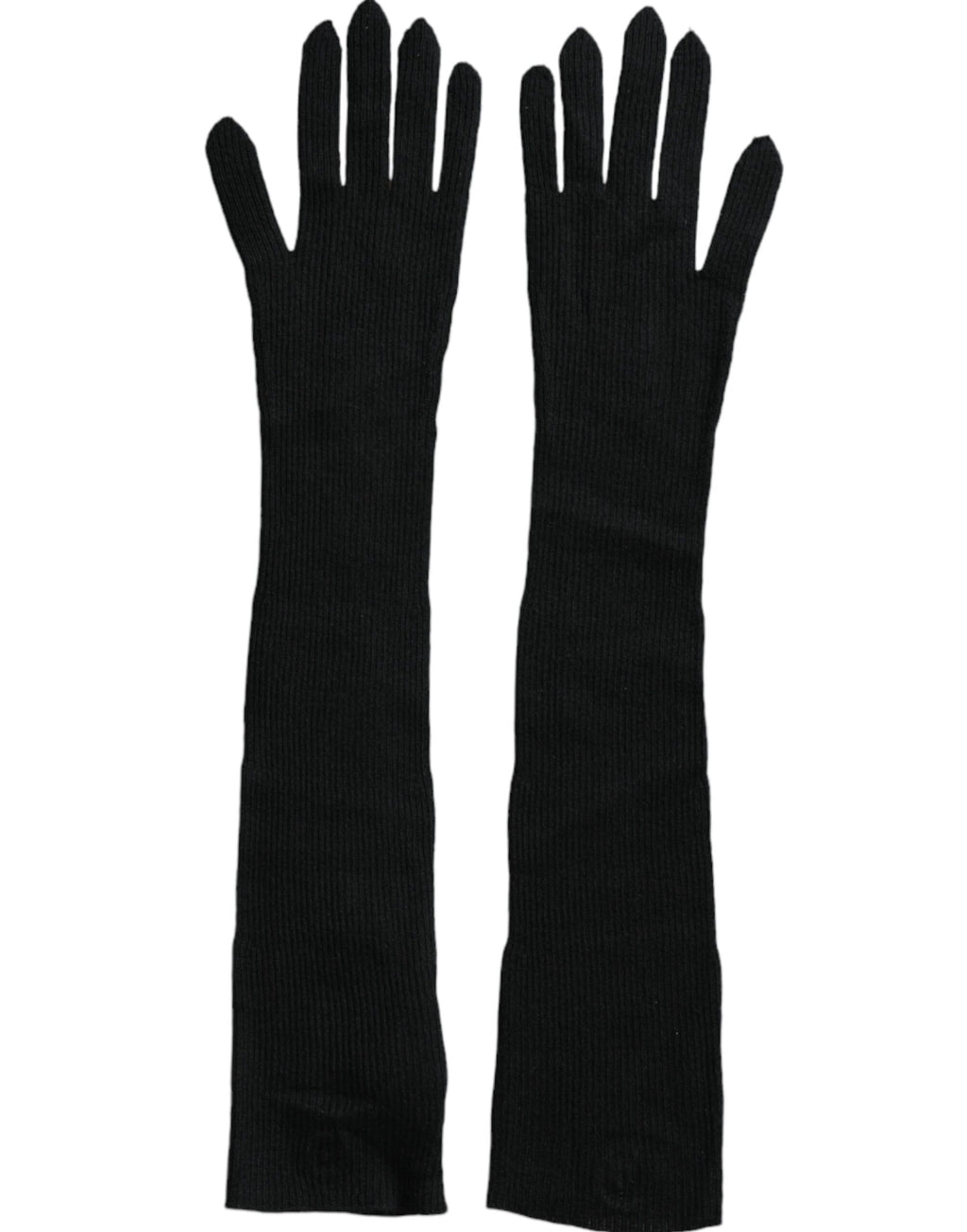 Black cashmere gloves, knitted in elbow length