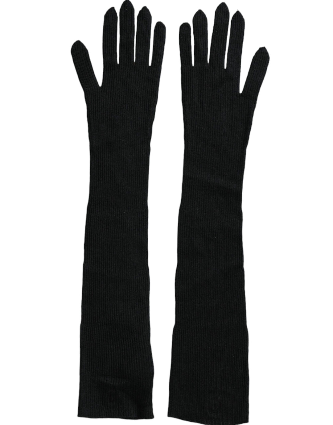 Black cashmere gloves, knitted in elbow length