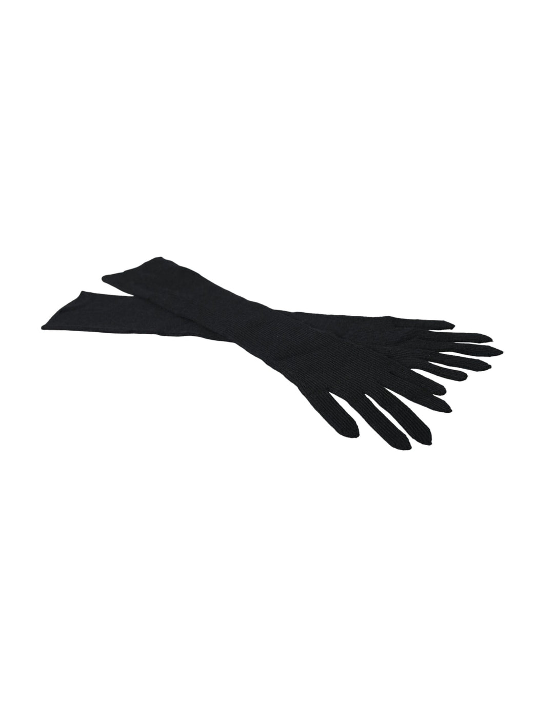 Black cashmere gloves, knitted in elbow length