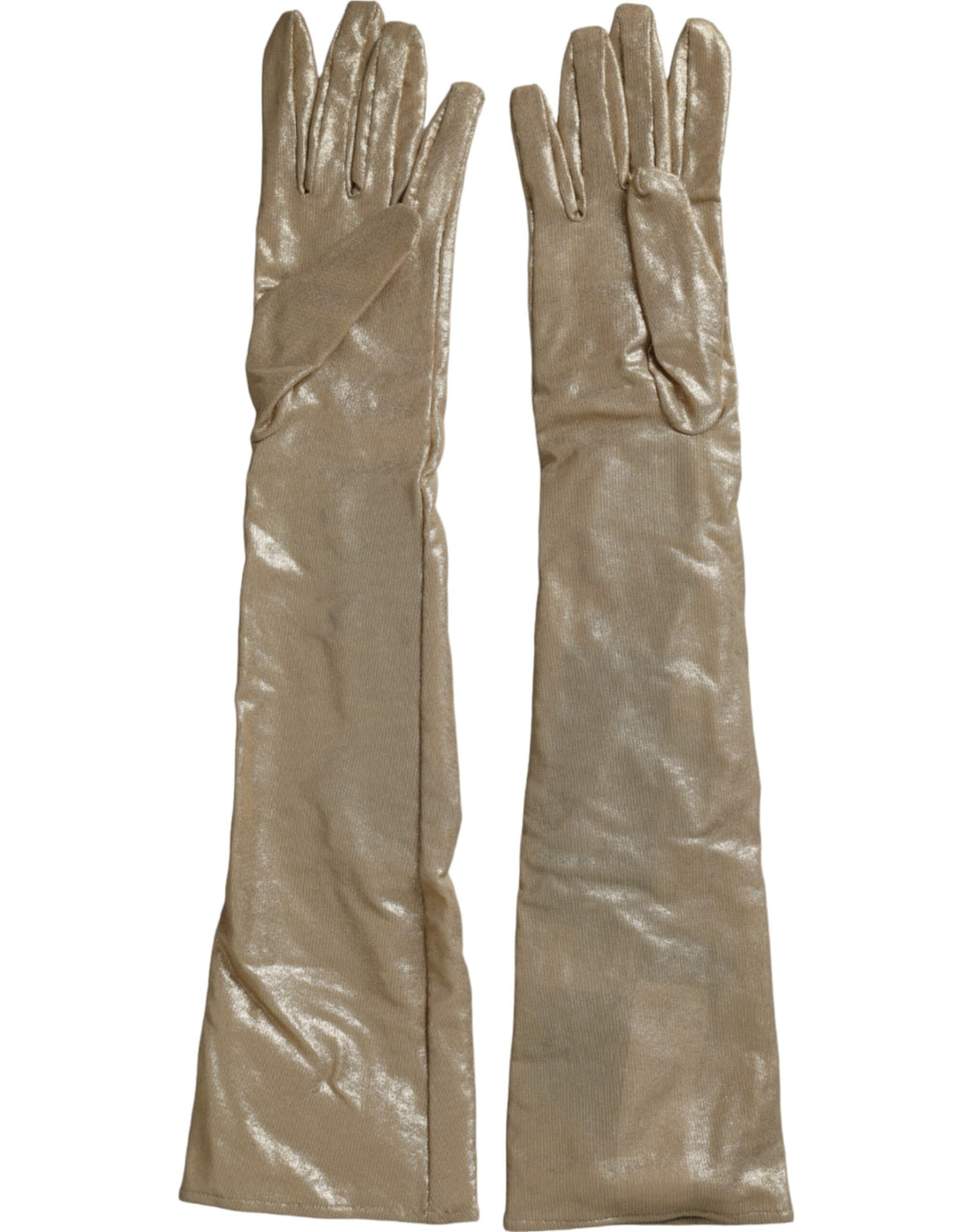 Beige Satin Kristall Ellenbogenlange Handschuhe
