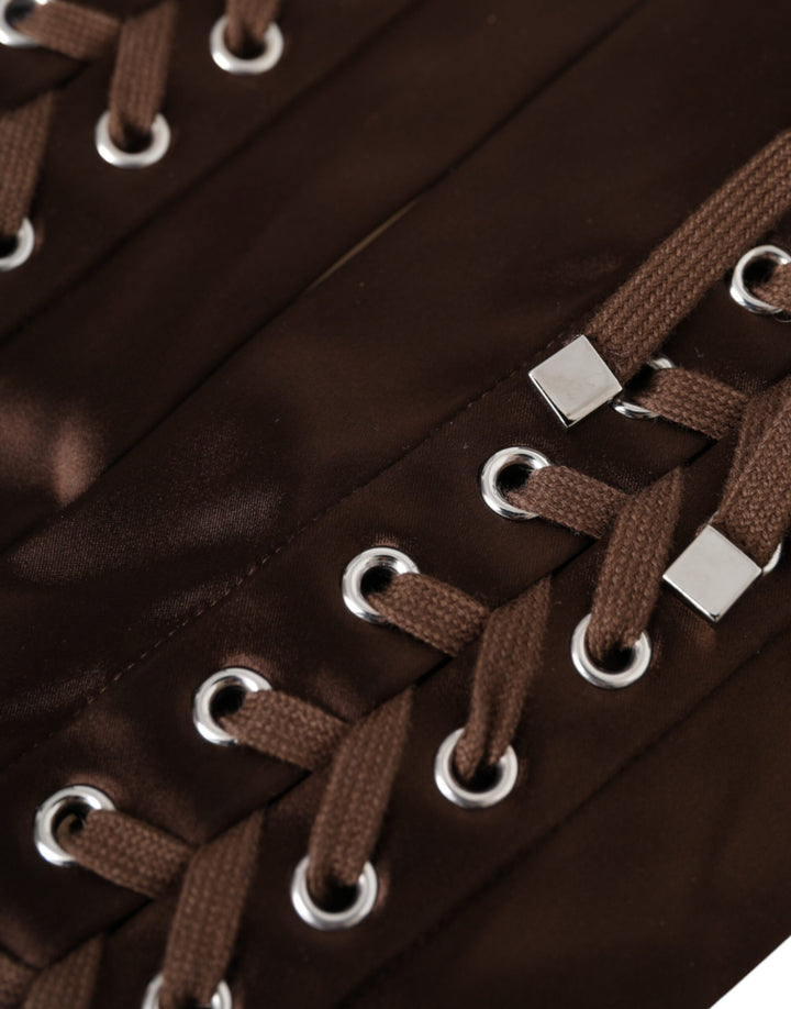 Brown acetate lace fingerless gloves
