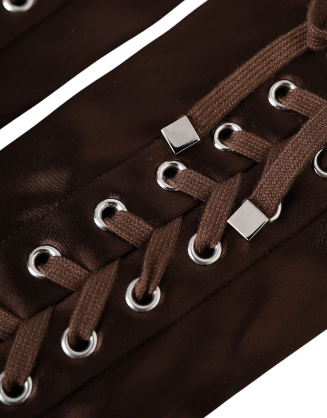 Brown acetate lace fingerless gloves