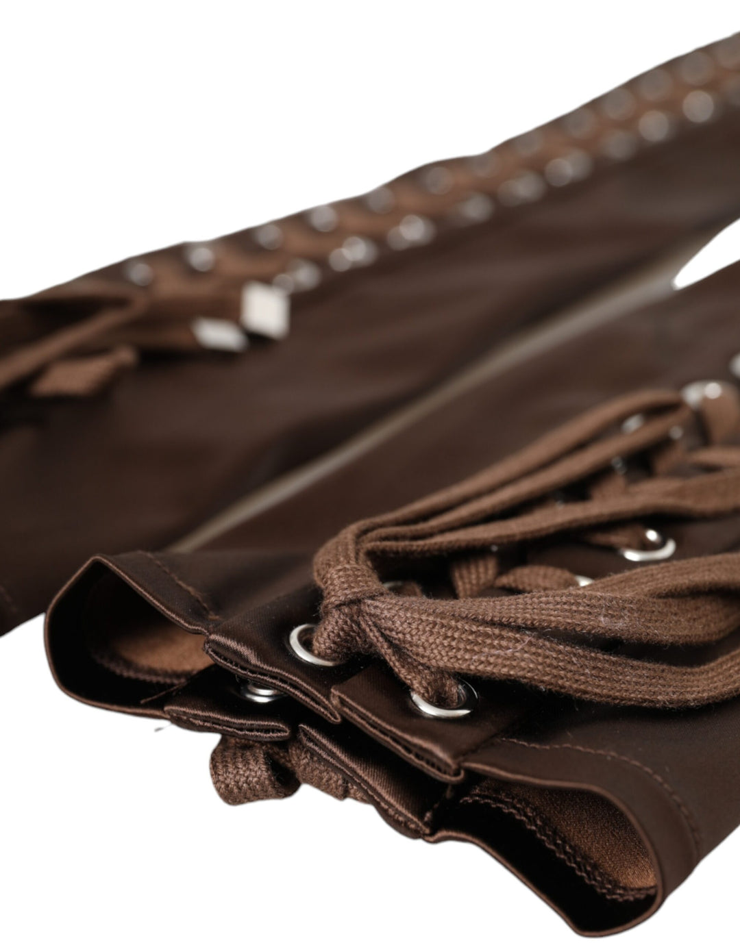 Brown acetate lace fingerless gloves