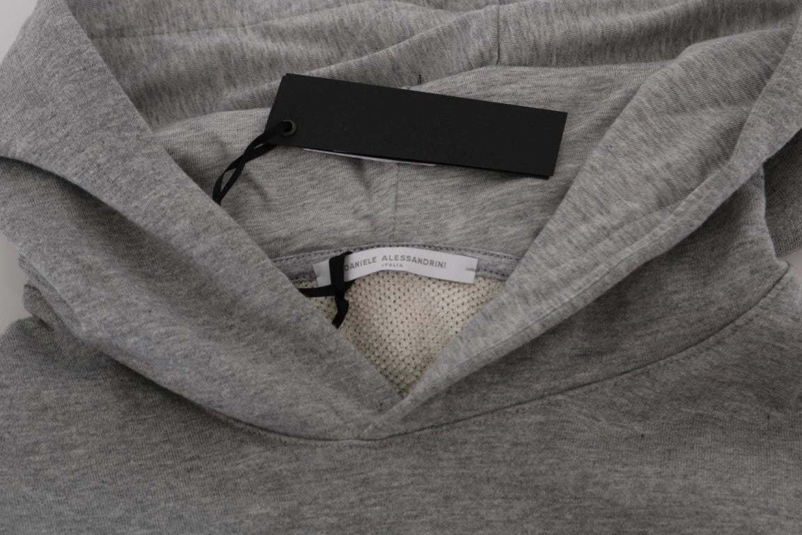 Refined hooded sweater made of grey cotton