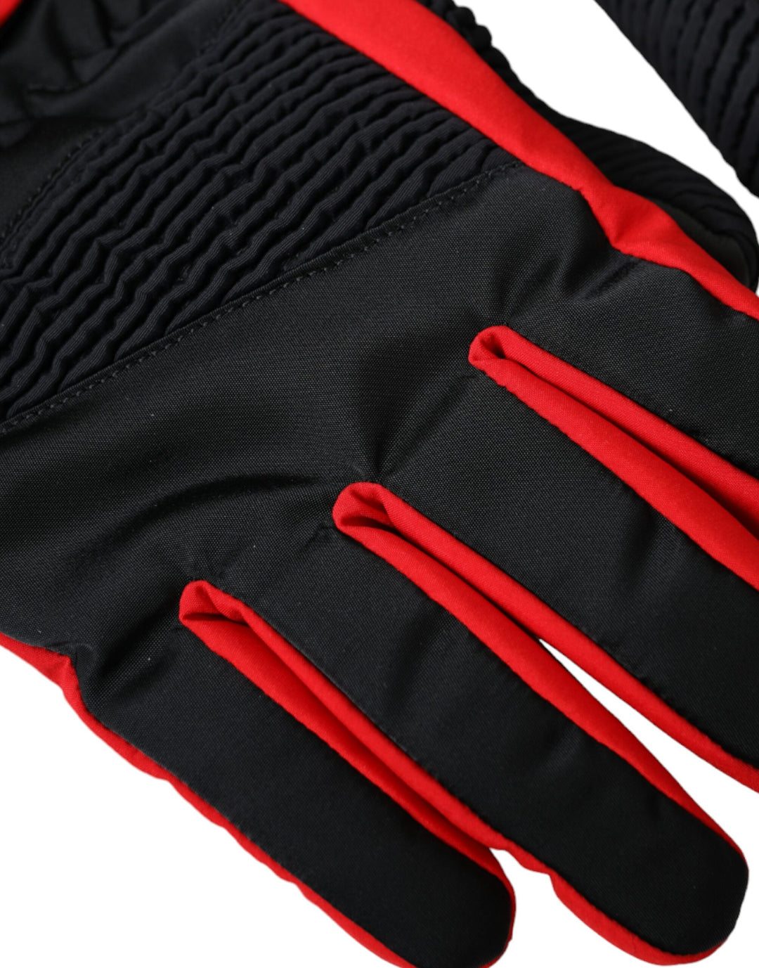 Black and red nylon gloves in wrist length
