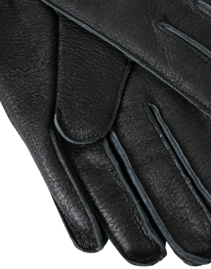 Black deerskin gloves in wrist length