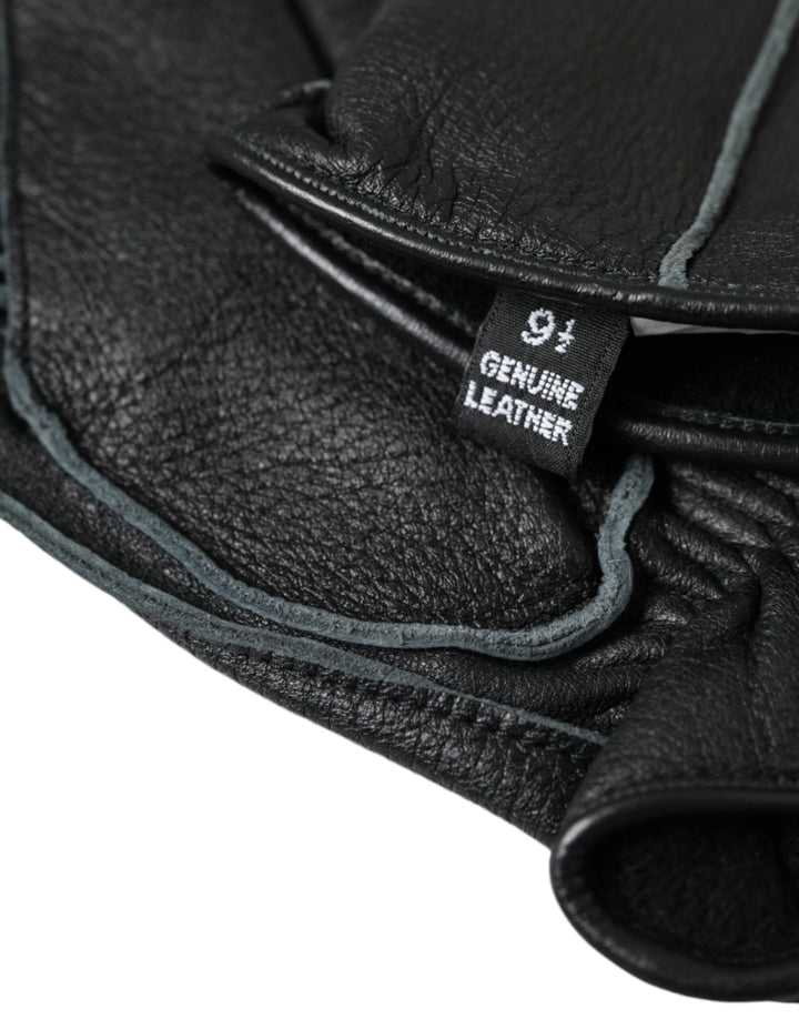 Black deerskin gloves in wrist length