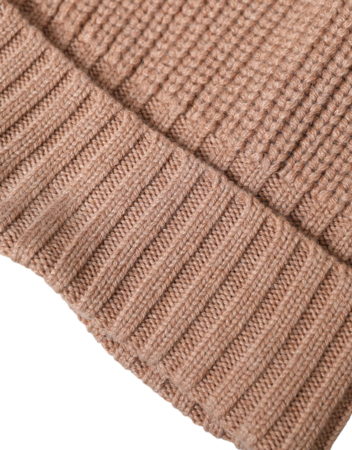 Brown Solid gestrickt Pelz Ball Winter Beanie Hut