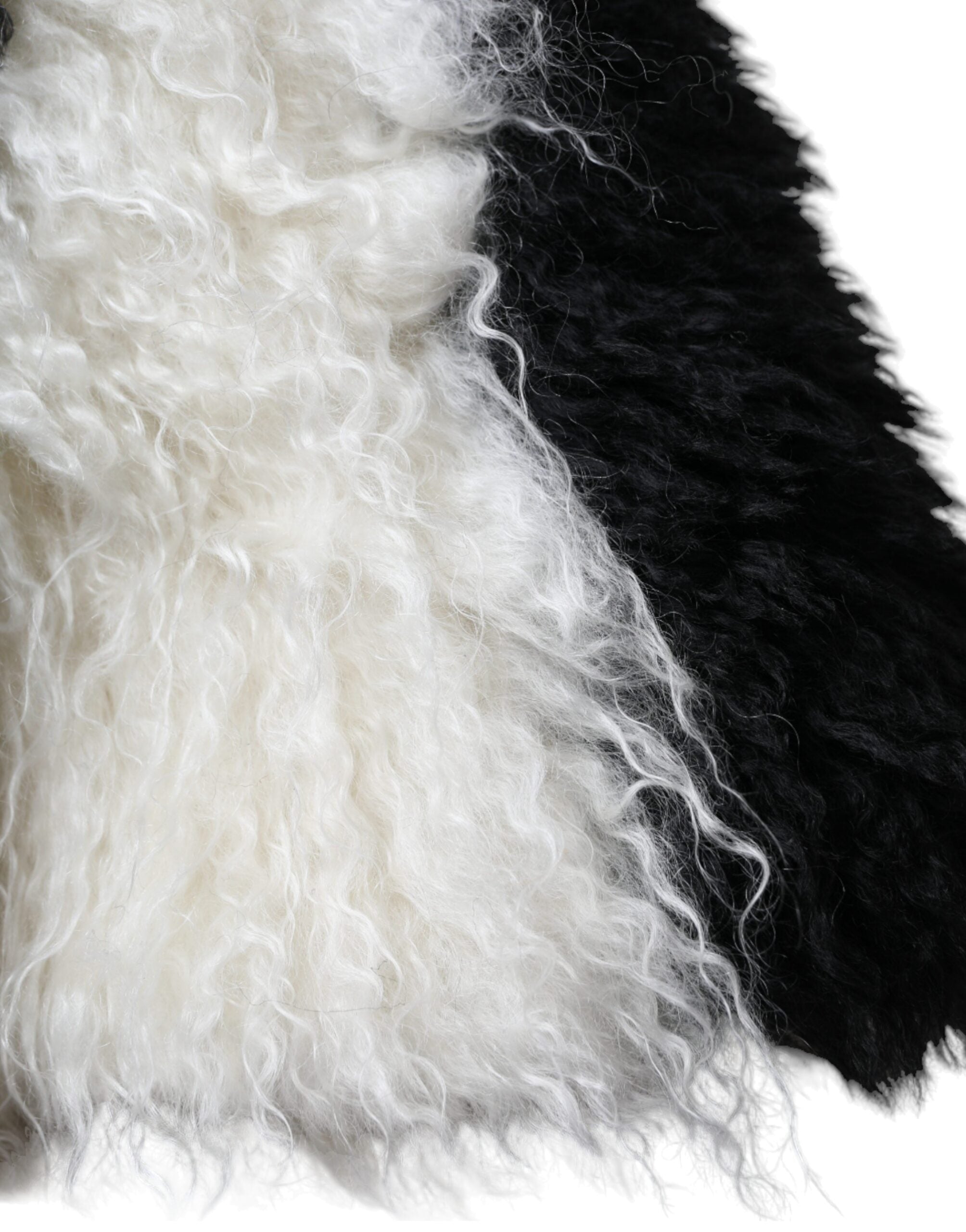 Black and white stripe mohair fur bucket hat