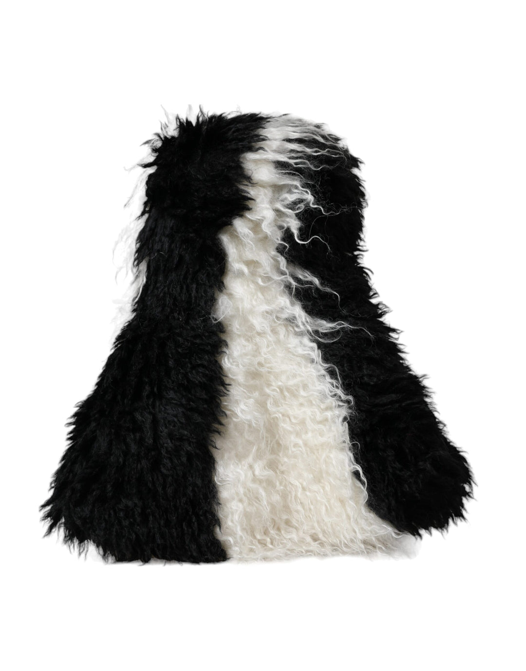 Black and white stripe mohair fur bucket hat