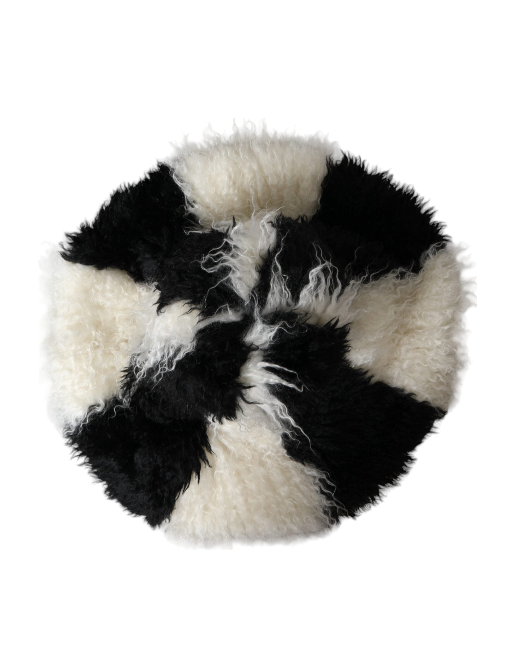 Black and white stripe mohair fur bucket hat