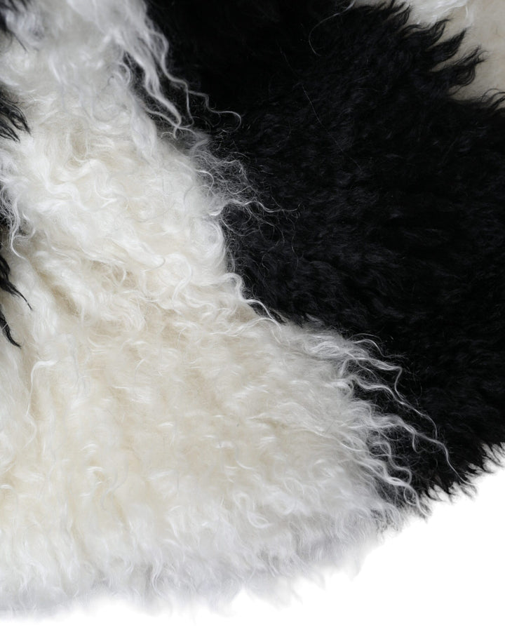 Black and white stripe mohair fur bucket hat
