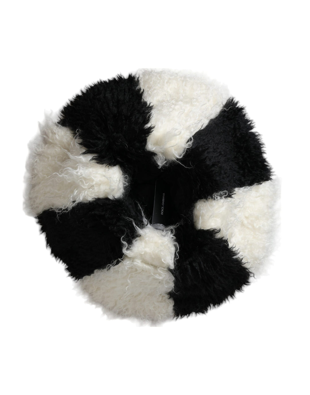 Black and white stripe mohair fur bucket hat