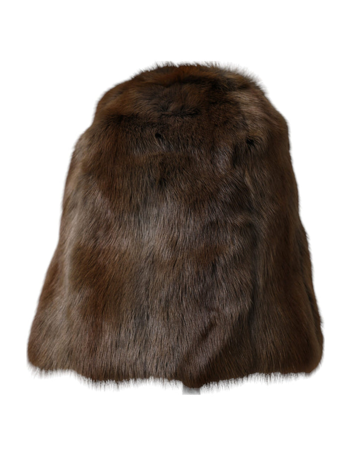 Braunes Wieselpelz Damen Kaschmirmütze Beanie