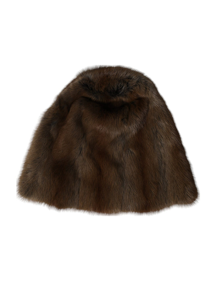 Braunes Wieselpelz Damen Kaschmirmütze Beanie