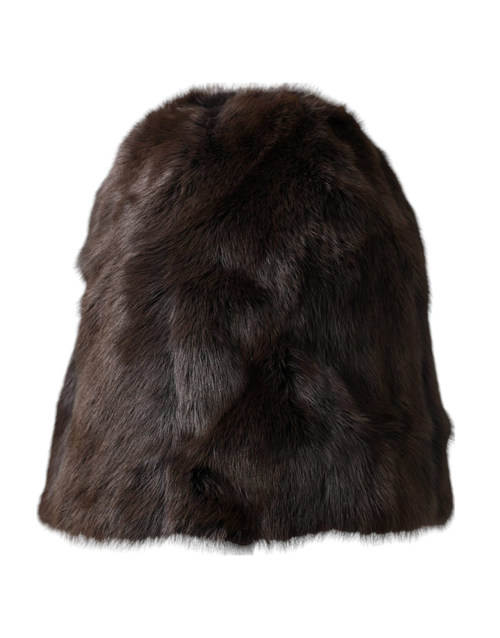 Braunes Wieselpelz Damen Kaschmirmütze Beanie