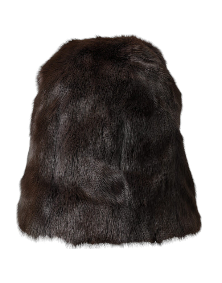 Braunes Wieselpelz Damen Kaschmirmütze Beanie