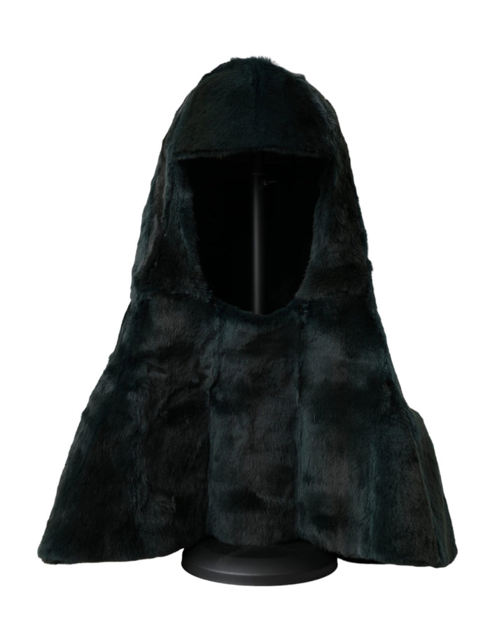 Black weasel fur full head hat