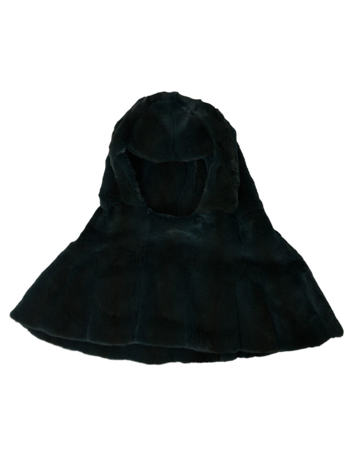 Black weasel fur full head hat