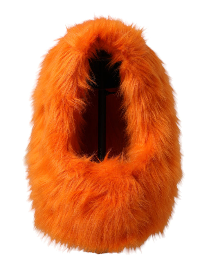 Orange faux fur full-head hat