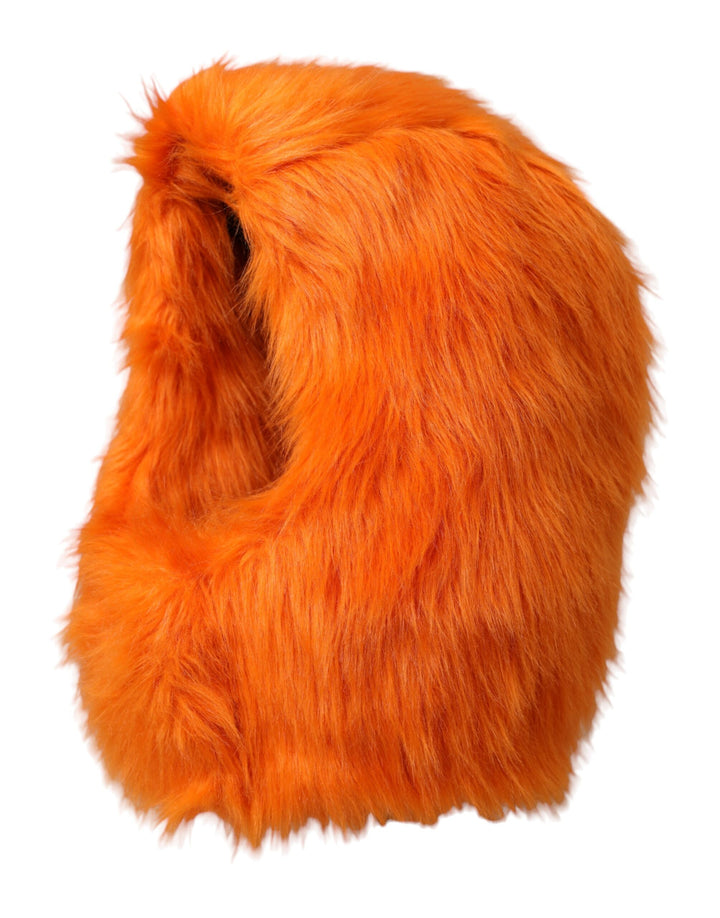 Orange faux fur full-head hat