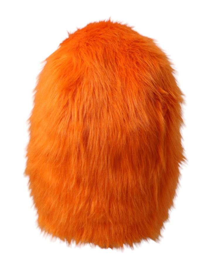 Orange faux fur full-head hat
